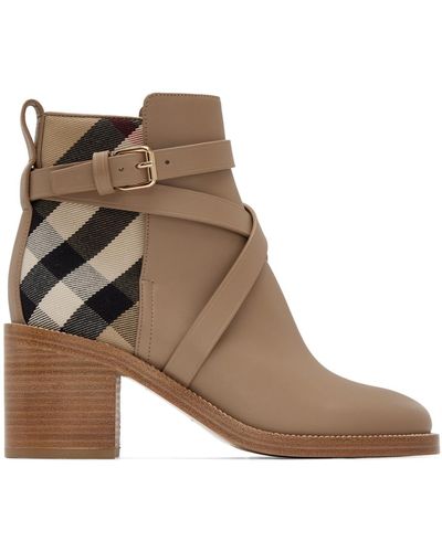 Burberry Tan Check Boots - Brown