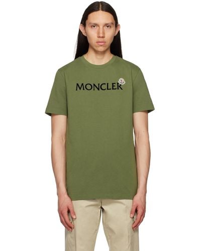 Moncler カーキ フロック ロゴ Tシャツ - グリーン