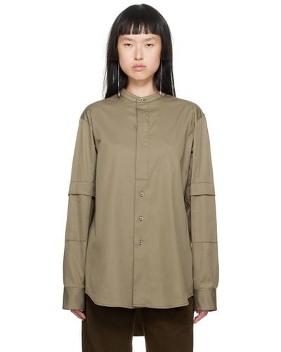 Lemaire Taupe Officer Collar Shirt - Brown