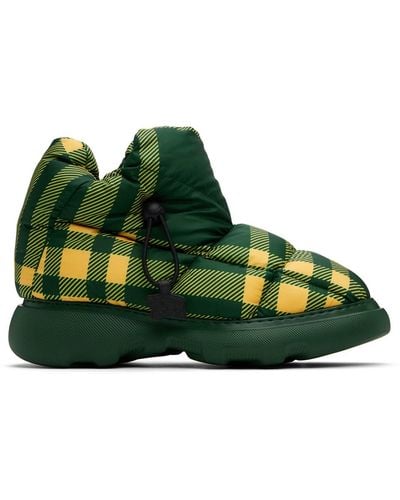 Burberry Green & Yellow Check Pillow Boots