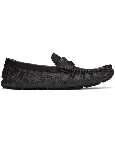 COACH Grey Leather Coin Driver Loafers