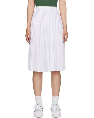 Lacoste ホワイト プリーツ ミディアムスカート