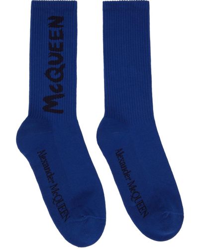 Alexander McQueen Blue Graffiti Socks