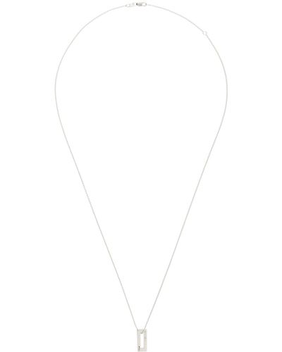 Le Gramme Collier 'le 1,5 g' argenté à pendentif rectangulaire - Blanc