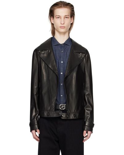 Emporio Armani Plongé Leather Jacket - Black