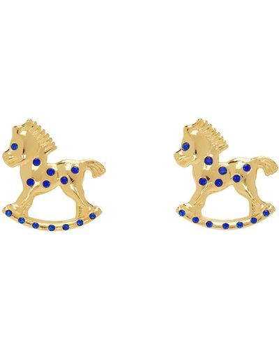Chopova Lowena Boucles d'oreilles dorées à cheval à bascule - Noir