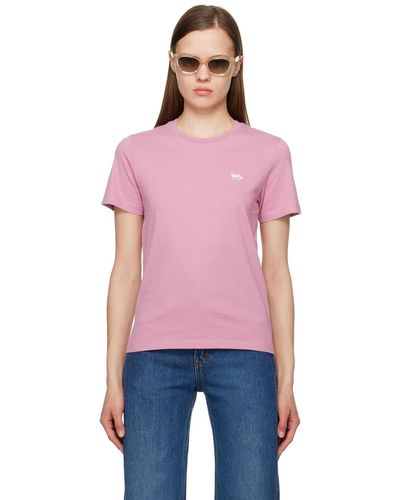 Maison Kitsuné T-shirt rose à logo de renard - Multicolore