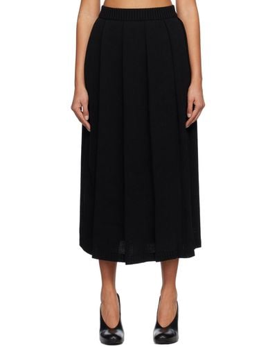 AURALEE Pleated Midi Skirt - Black