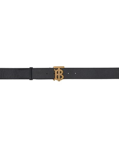 Burberry Black Leather Wide Tb Belt