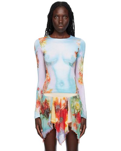 Jean Paul Gaultier T-shirt à manches longues 'the body flower' bleu - Noir