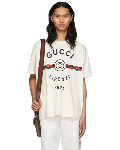 Gucci コットンジャージー " Firenze 1921" Tシャツ, ホワイト, ウェア