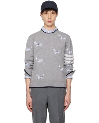Thom Browne Gray 4-bar Hector Sweater