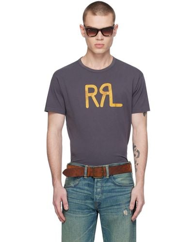 RRL T-shirt gris à logo modifié imprimé - Noir