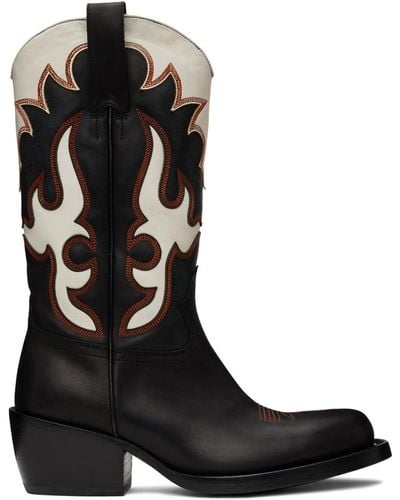 Dries Van Noten Black & White Cowboy Chelsea Boots