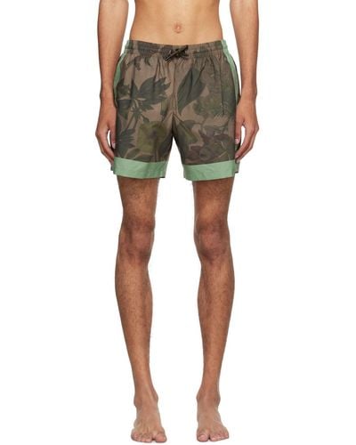 Dries Van Noten Brown Printed Swim Shorts - Green