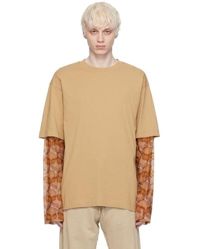 Dries Van Noten Taupe Layered Long Sleeve T-shirt - Natural