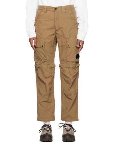 C.P. Company C.p. Company Brown Garment-dyed Cargo Trousers - Natural