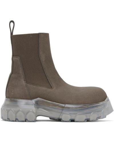 Rick Owens Grey Beatle Bozo Tractor Chelsea Boots