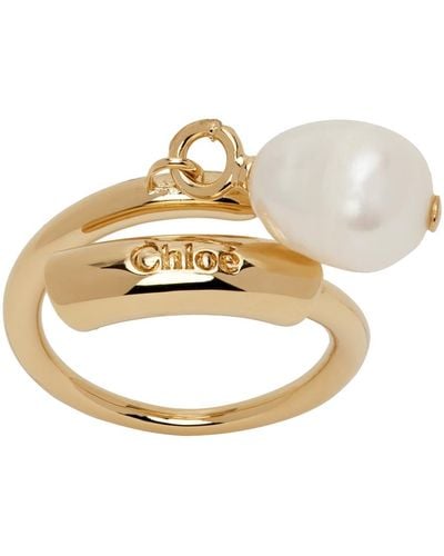 Chloé Gold Pearl Darcey Ring - Metallic