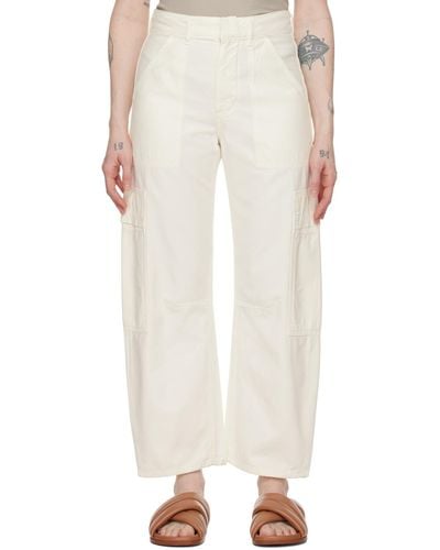 Citizens of Humanity White Marcelle Cargo Trousers - Natural