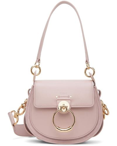 Chloé Tess Small Leather & Suede Shoulder Bag - Pink