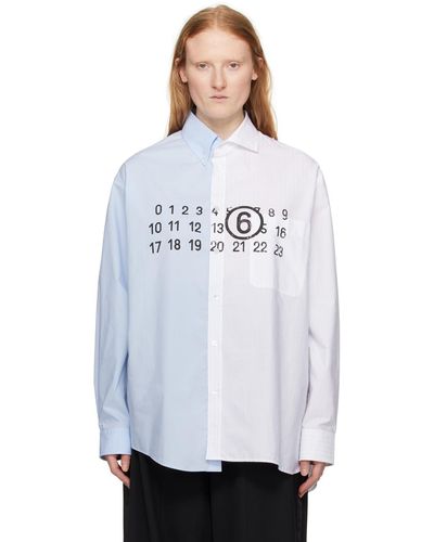 MM6 by Maison Martin Margiela Blue & White Asymmetrical Shirt