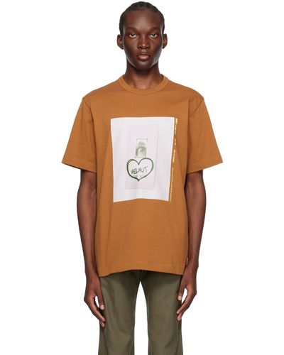 Helmut Lang T-shirt brun clair à image à logo - Multicolore