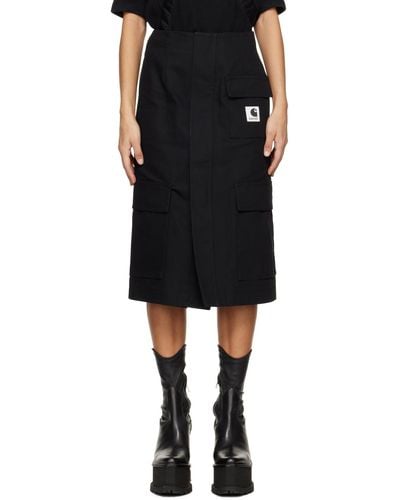 Sacai Black Carhartt Wip Edition Midi Skirt