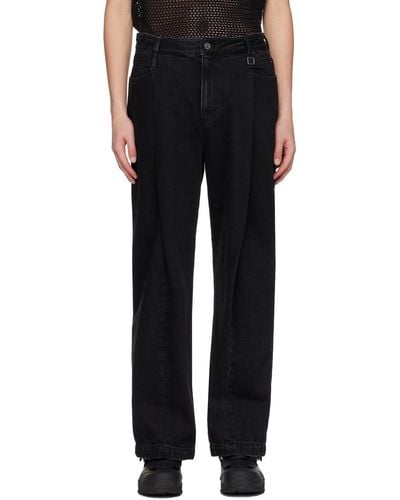 WOOYOUNGMI One-Tuck Curved Jeans - Black
