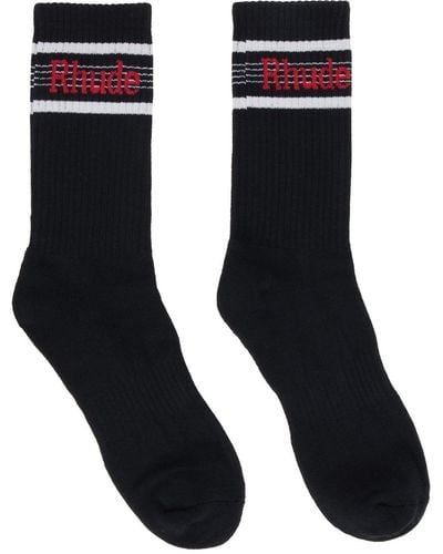 Rhude Black Speed Stripe Socks - White