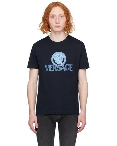 Versace ネイビー メドゥーサ Tシャツ - ブルー