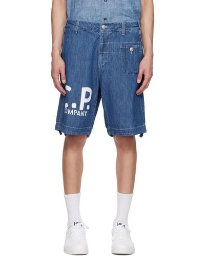 C.P. Company Utility Denim Shorts - Blue