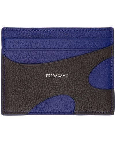 Ferragamo Blue & Black Cut Out Card Holder