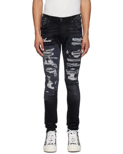 Amiri Artisanal Distressed Slim-fit Jeans - Black
