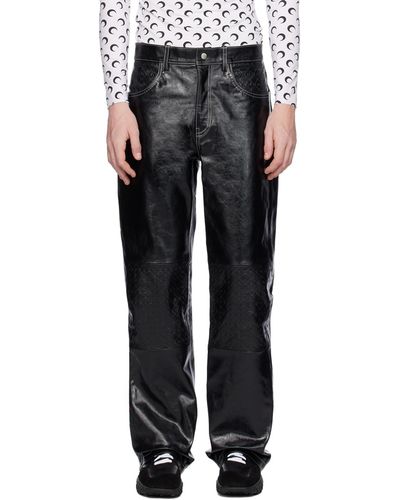 Marine Serre Black Embossed Leather Pants