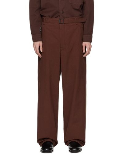 Lemaire Seamless Belted Trousers - Brown