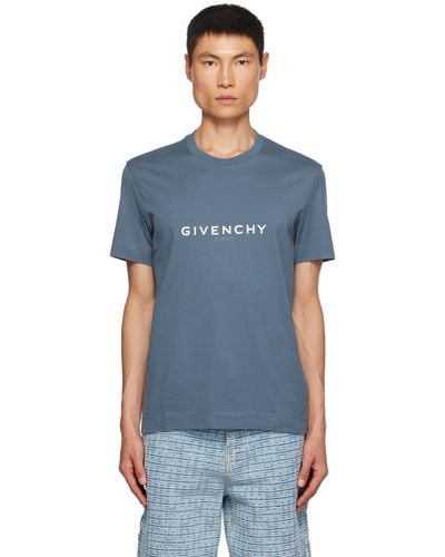 Givenchy T-shirt bleu à logo inversé