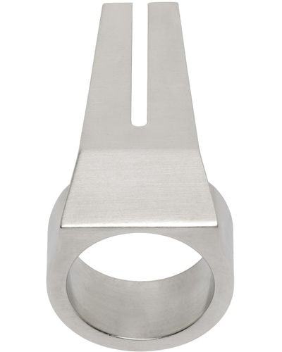 Rick Owens Silver Open Trunk Ring - White