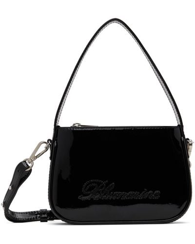 Blumarine Black Mini Rhinestone Logo Bag