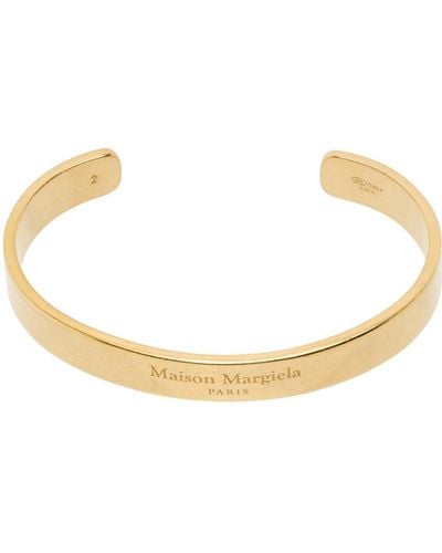 Maison Margiela Gold Logo Cuff Bracelet - Black