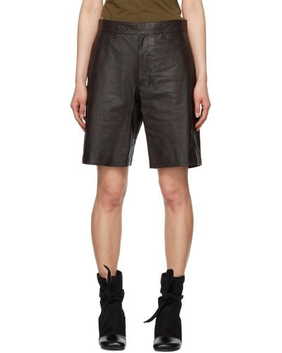 Lemaire Lined Leather Shorts - Black