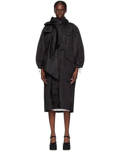 Simone Rocha Pressed Rose Coat - Black