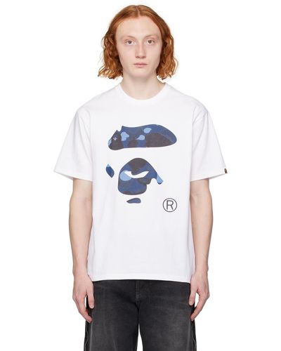 A Bathing Ape T-shirt blanc à image à logo à motif camouflage