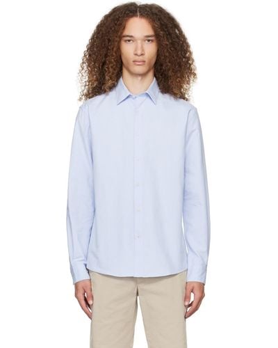 Sunspel Blue Buttoned Shirt - White