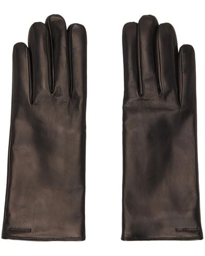 Ferragamo Black Embossed Gloves