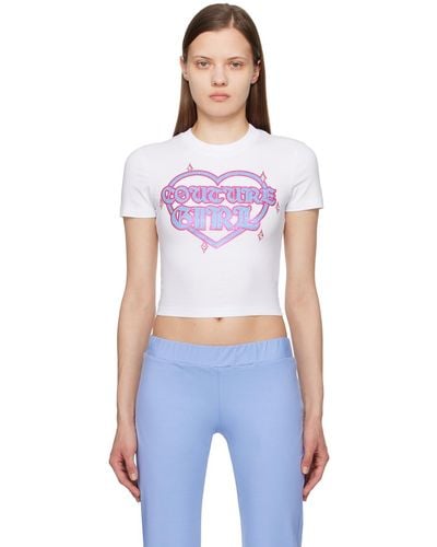 Versace Jeans Couture Crystal-Cut T-Shirt - Blue