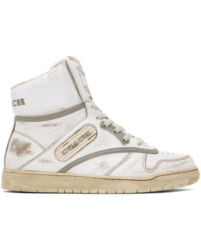 COACH White Distressed Trainers - Black