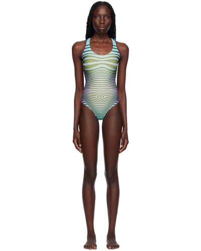 Jean Paul Gaultier Ssense Exclusive Blue 'the Body Morphing' Swimsuit - Black