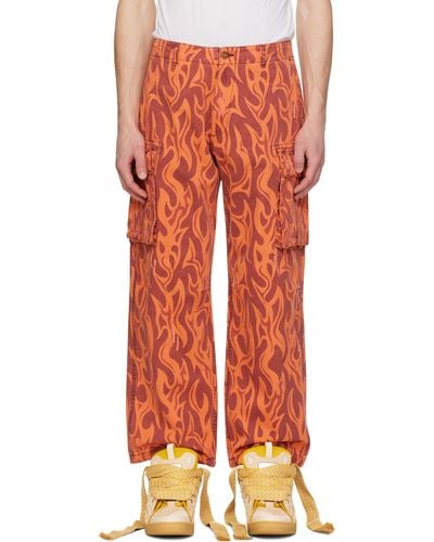 ERL Graphic Cargo Pants - Red