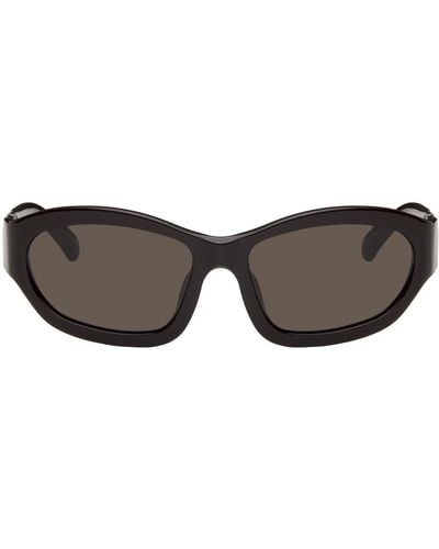 Dries Van Noten Brown Linda Farrow Edition goggle Sunglasses - Black